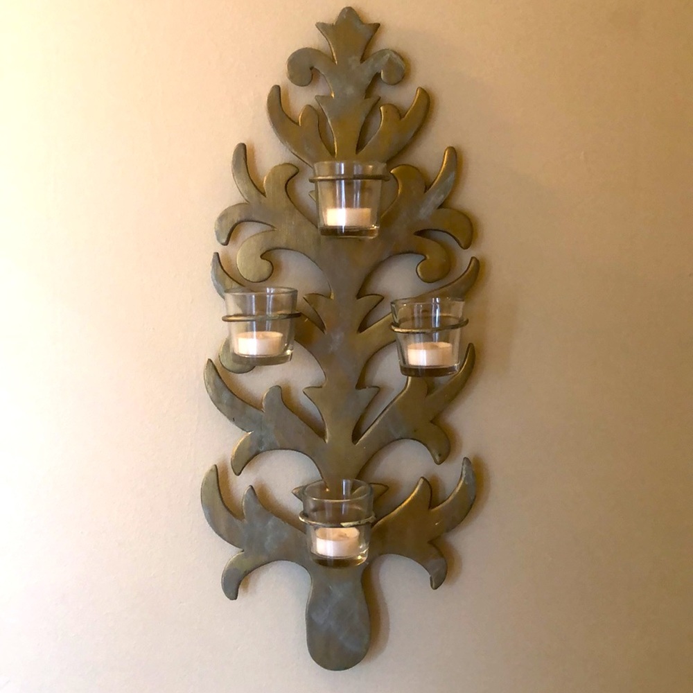 Available- Decorative WallArt with Votive Candles Light Matt Gold w/Cream Color…